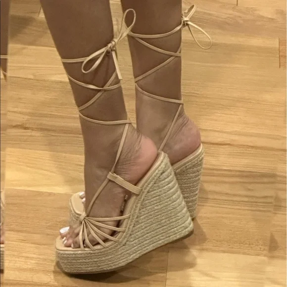 Fashionnova Are You With Me Wrap Up Wedges - Picture 4 of 4